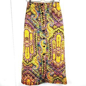 Psychedelic 1960s Quilted Button Up Skirt Vintage Hippie Winn California Teddi